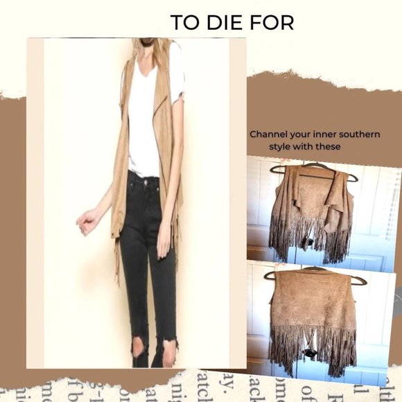 Bully Jackets & Blazers - BULLY Dangling FRINGE VEST Asymmetrical VEST Faux Suede FRINGE VEST Priced CHEAP